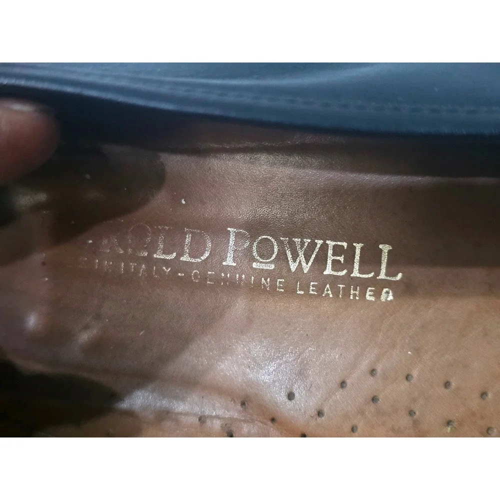 Harold Powell Mens Black Leather Penny Loafers Made in Italy HV 1500 Size 11.5 M
